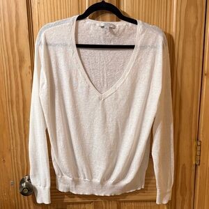 Ann Taylor Cream V-Neck Sweater